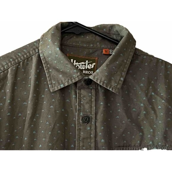 Howler Bros Men's Medium Long Sleeve Shirt Gray With Turquoise Triangles - Picture 4 of 8